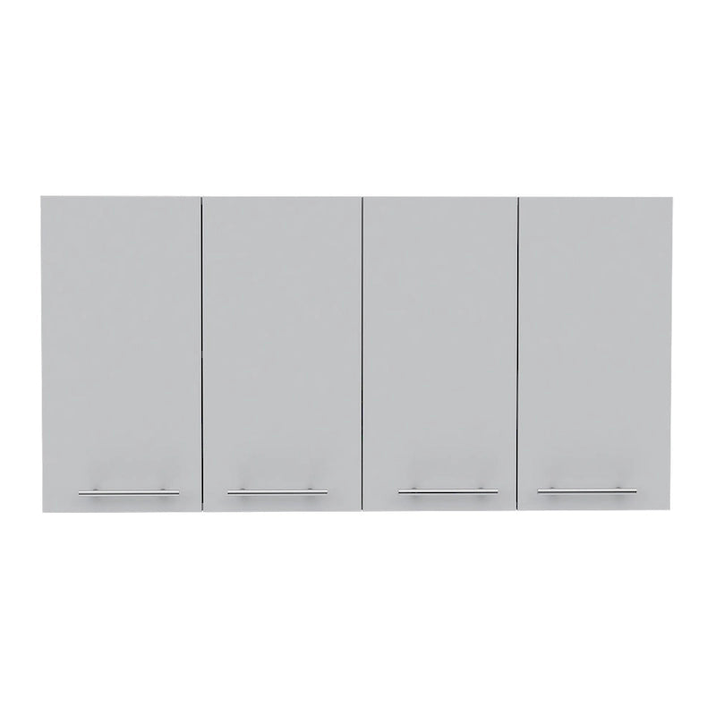 Meuble Haut, Quatre Portes, Deux Caissons, Deux Étagères -Blanc