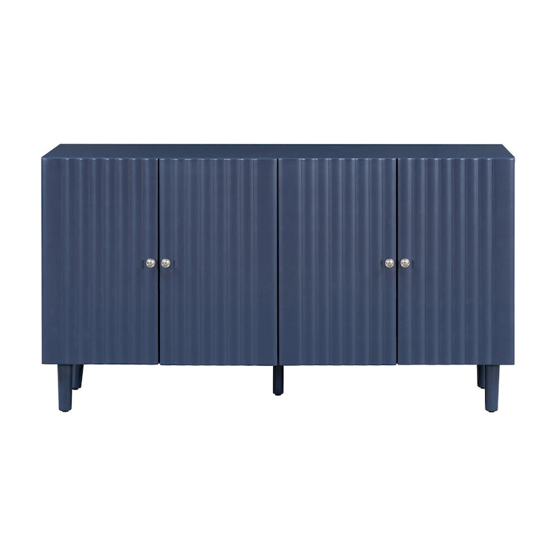 Élégant buffet à quatre portes avec portes à motif ondulé et pieds cylindriques