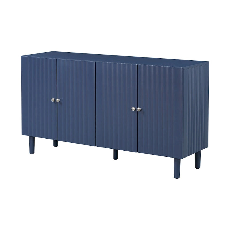 Élégant buffet à quatre portes avec portes à motif ondulé et pieds cylindriques