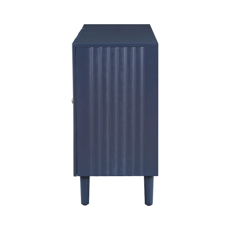 Élégant buffet à quatre portes avec portes à motif ondulé et pieds cylindriques