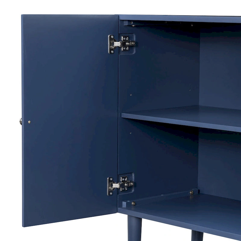 Élégant buffet à quatre portes avec portes à motif ondulé et pieds cylindriques