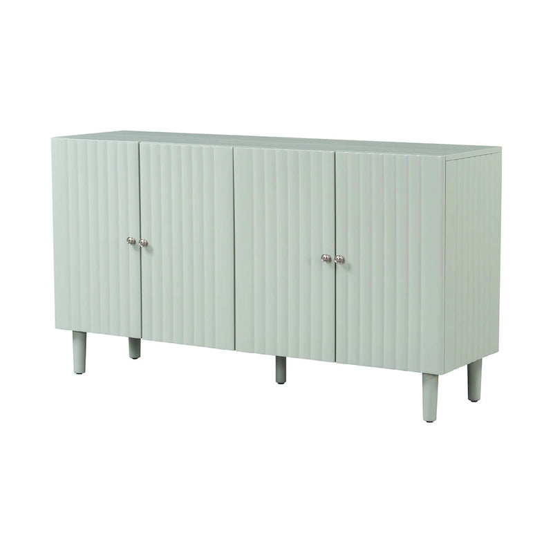 Élégant buffet à quatre portes avec portes à motif ondulé et pieds cylindriques