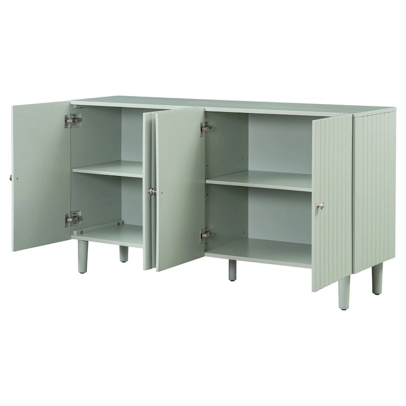 Élégant buffet à quatre portes avec portes à motif ondulé et pieds cylindriques
