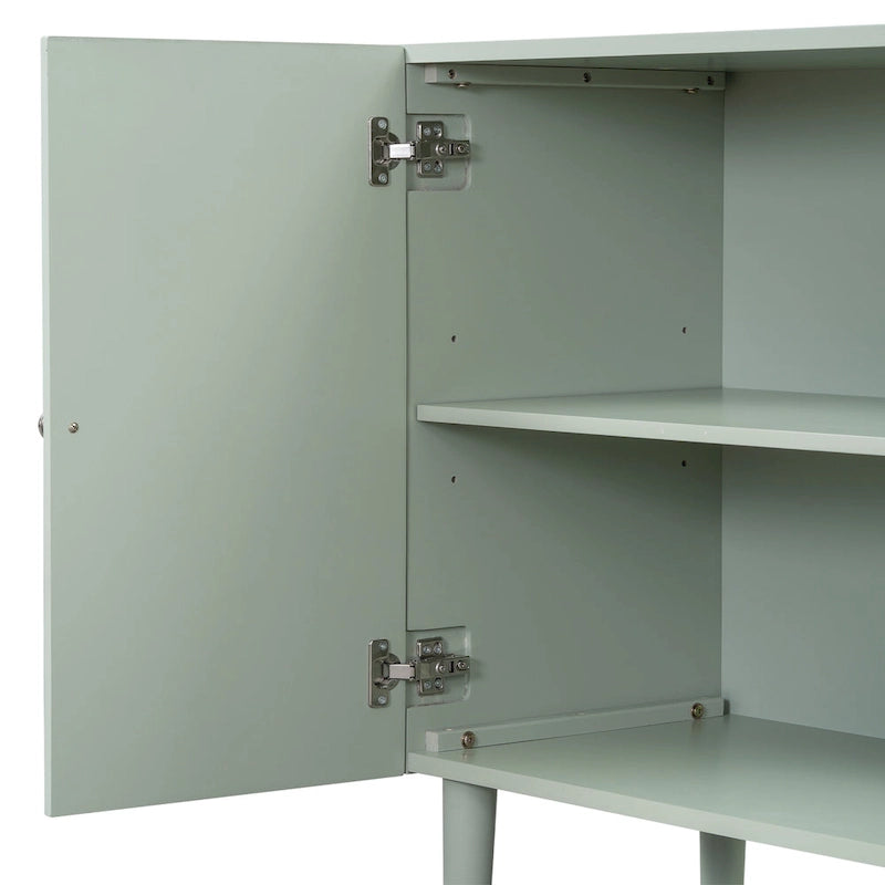 Élégant buffet à quatre portes avec portes à motif ondulé et pieds cylindriques