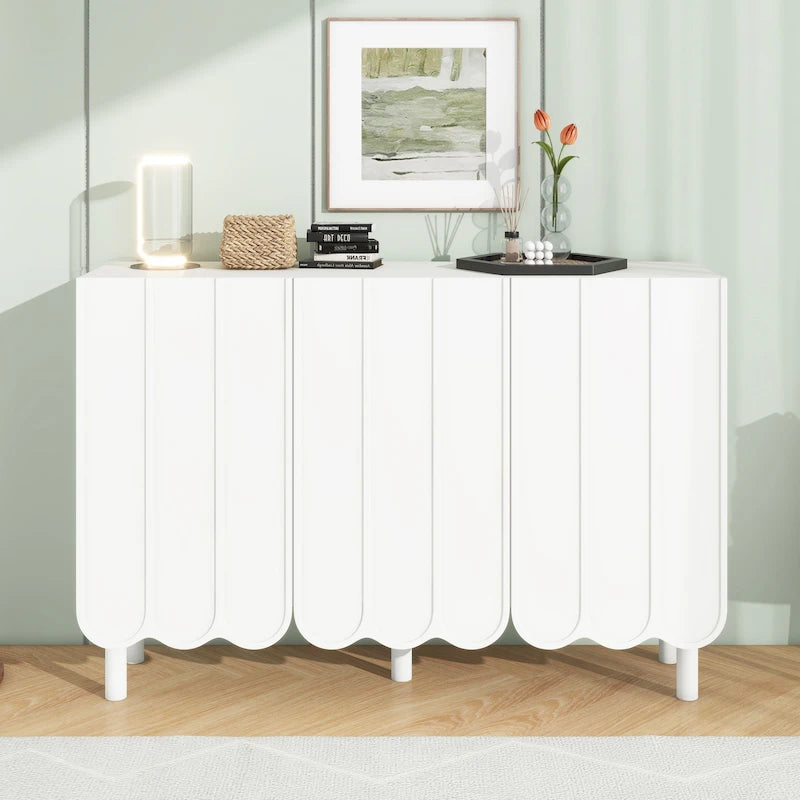 Meuble à chaussures minimaliste style crème avec 5 pieds en bois massif, buffet avec étagères réglables