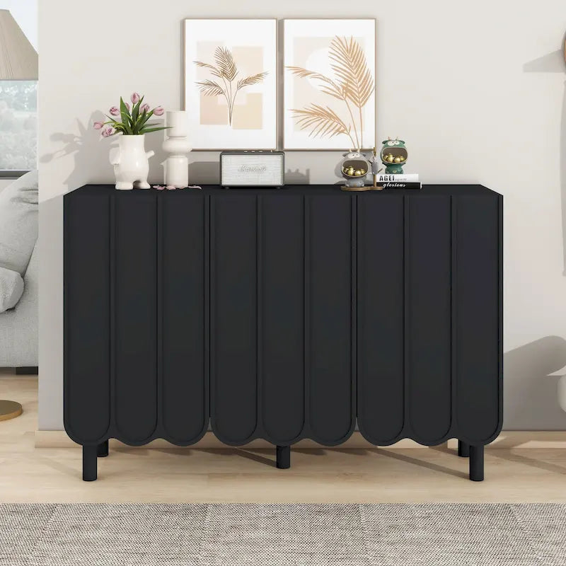 Meuble à chaussures minimaliste style crème avec 5 pieds en bois massif, buffet avec étagères réglables