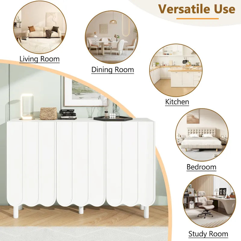 Meuble à chaussures minimaliste style crème avec 5 pieds en bois massif, buffet avec étagères réglables