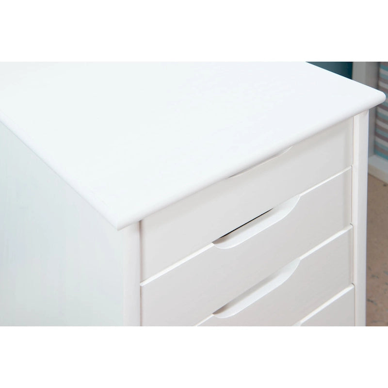 Meuble de rangement roulant blanc à 6 tiroirs, 26 po