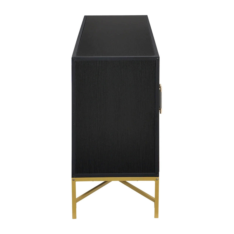 Sideboard Cabinet with Metal Handles, Entryway Storage Cabinets with Shelves, Buffet Cabinet with Metal Cross Leg