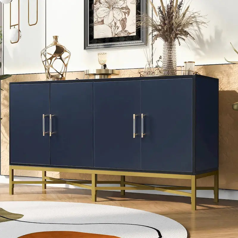 Buffet de rangement avec poignées en métal, meubles de rangement pour entrée