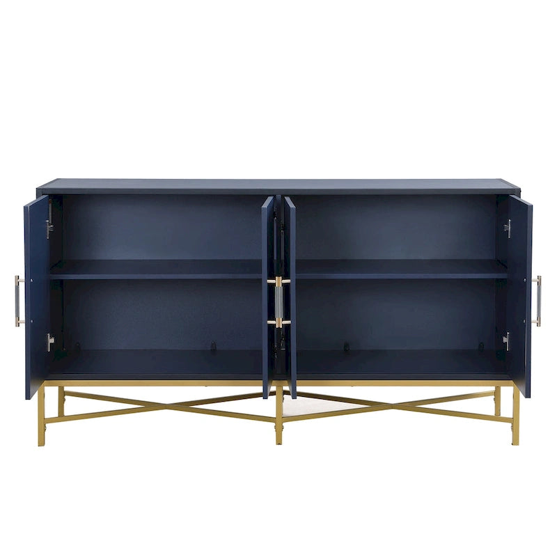 Buffet de rangement avec poignées en métal, meubles de rangement pour entrée