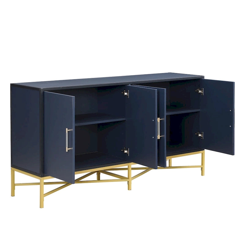 Buffet de rangement avec poignées en métal, meubles de rangement pour entrée
