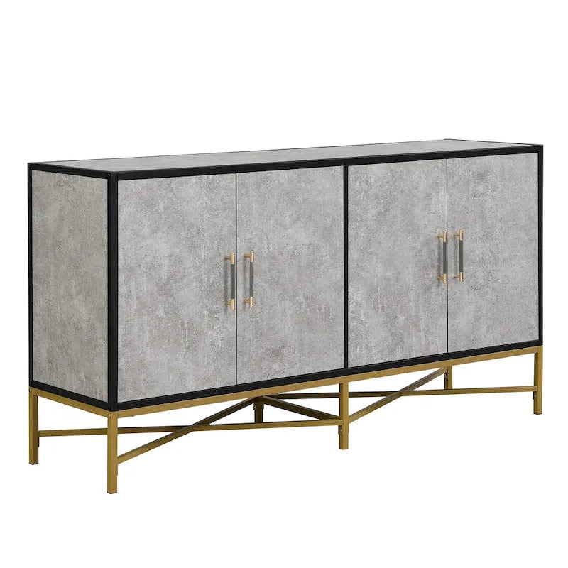 Buffet de rangement avec poignées en métal, meubles de rangement pour entrée