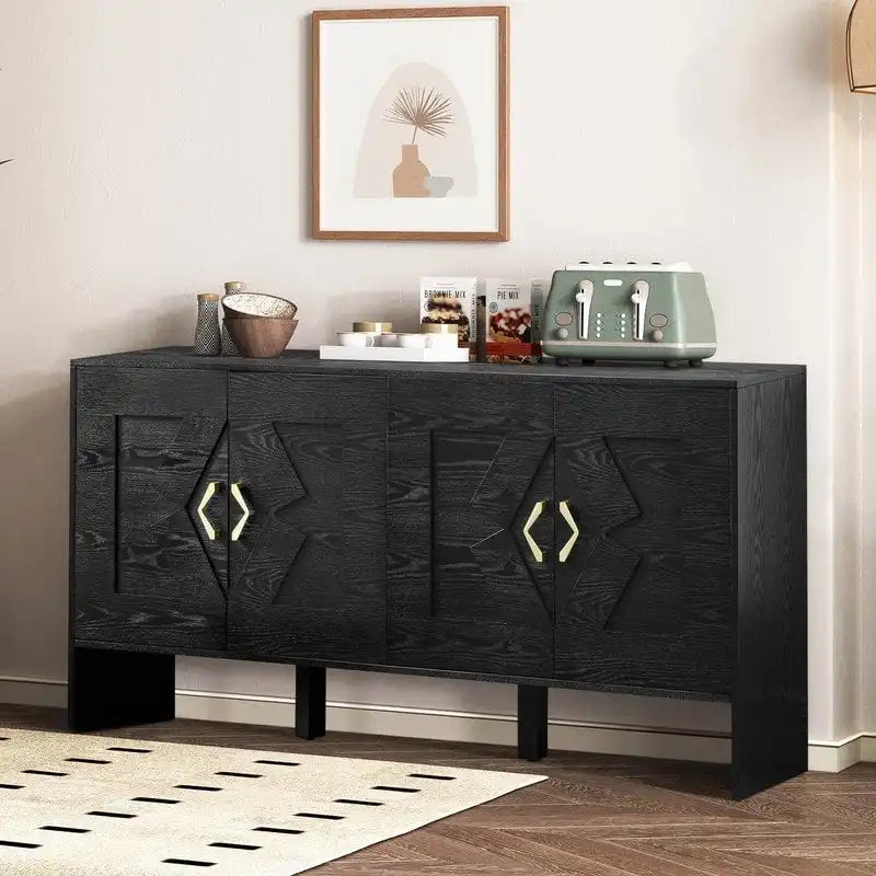 Buffet vaisselier Mid Century Modern 60 po avec rangement pour une organisation élégante de la maison