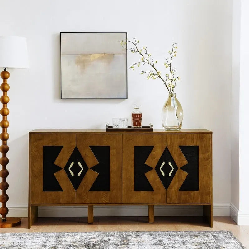Buffet vaisselier Mid Century Modern 60 po avec rangement pour une organisation élégante de la maison