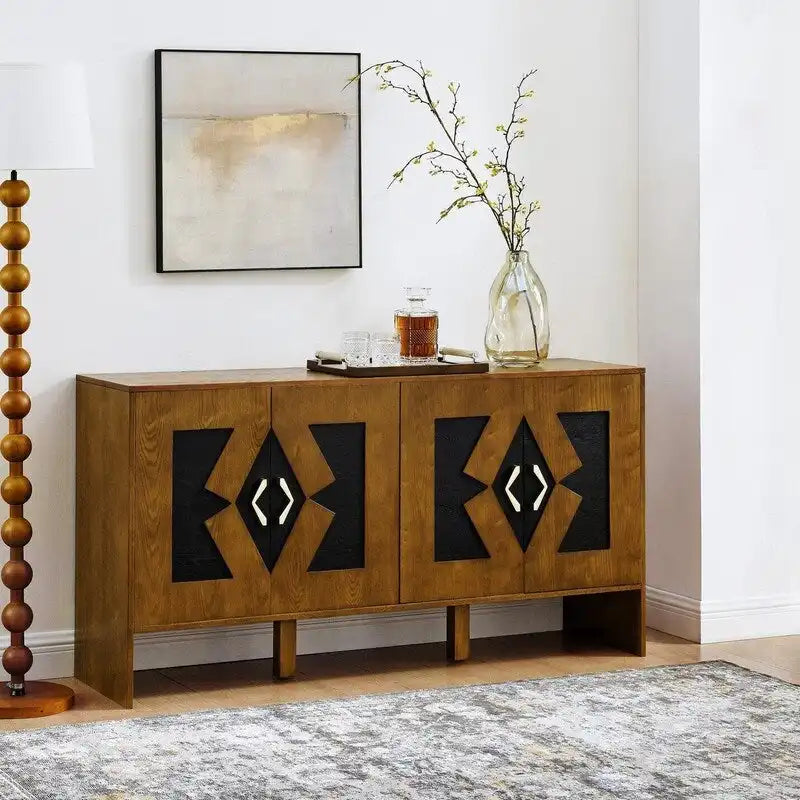 Buffet vaisselier Mid Century Modern 60 po avec rangement pour une organisation élégante de la maison