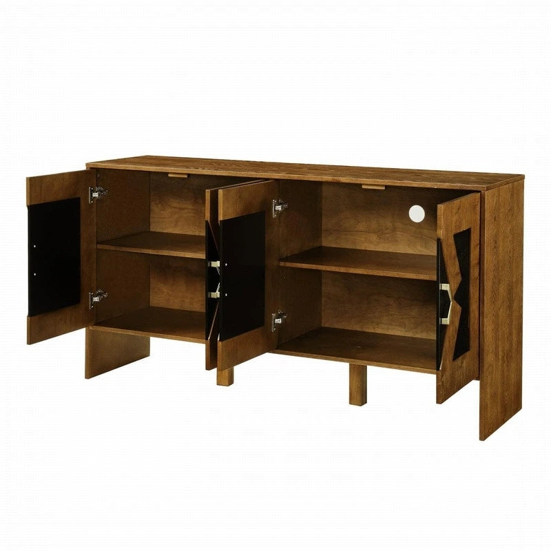 Buffet vaisselier Mid Century Modern 60 po avec rangement pour une organisation élégante de la maison