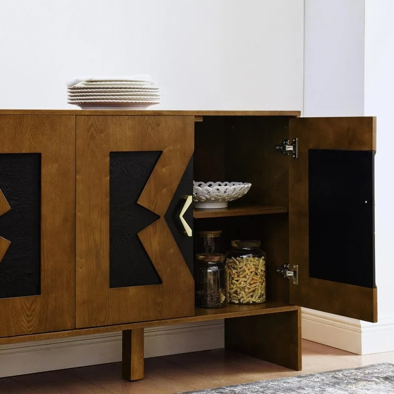 Buffet vaisselier Mid Century Modern 60 po avec rangement pour une organisation élégante de la maison