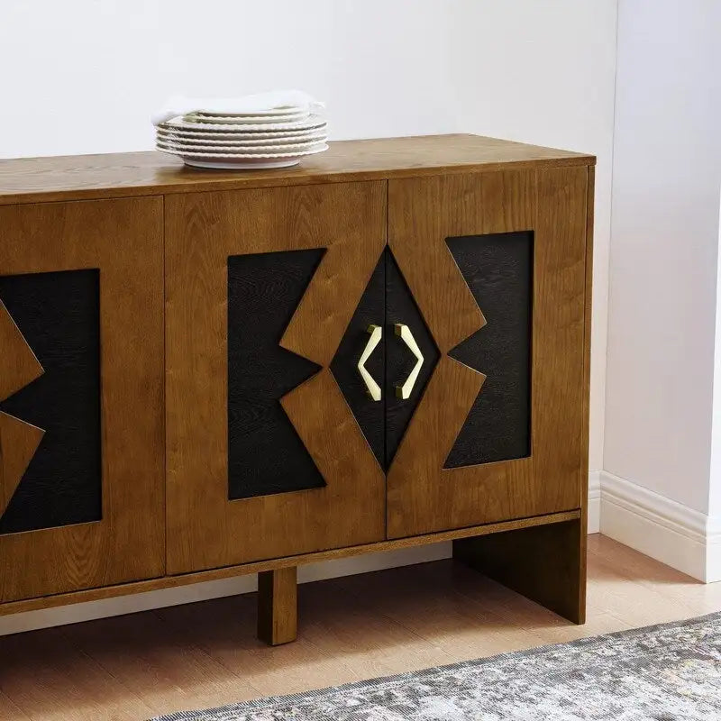 Buffet vaisselier Mid Century Modern 60 po avec rangement pour une organisation élégante de la maison