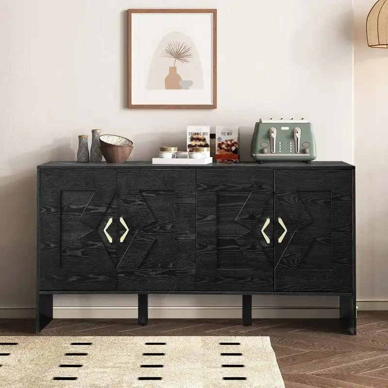 Buffet vaisselier Mid Century Modern 60 po avec rangement pour une organisation élégante de la maison