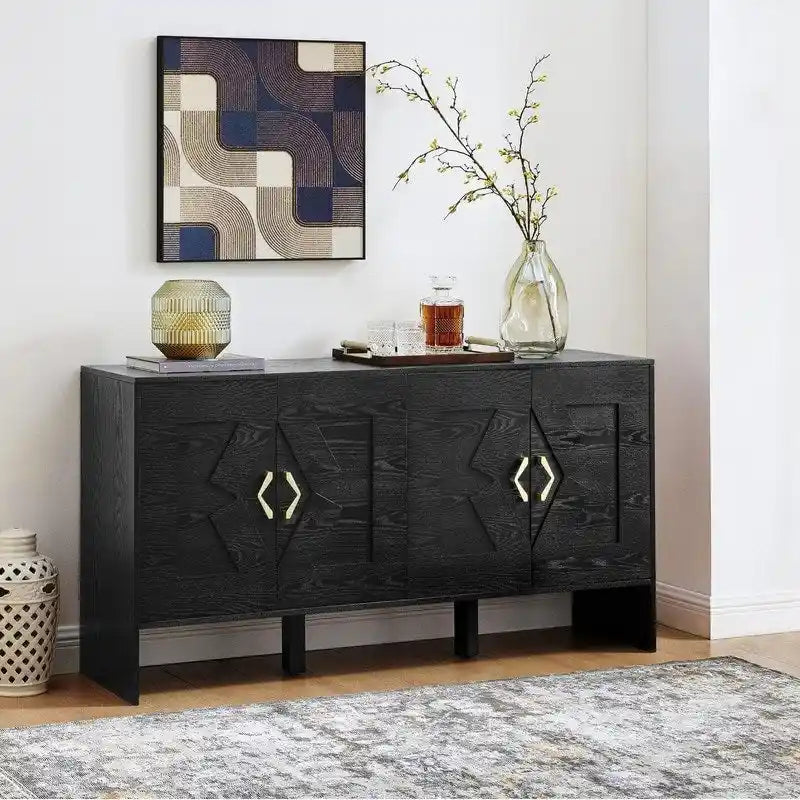 Buffet vaisselier Mid Century Modern 60 po avec rangement pour une organisation élégante de la maison