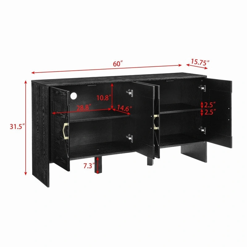 Buffet vaisselier Mid Century Modern 60 po avec rangement pour une organisation élégante de la maison
