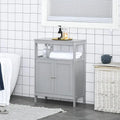 Meuble de rangement de salle de bain moderne sur pied, avec portes et étagère ouverte