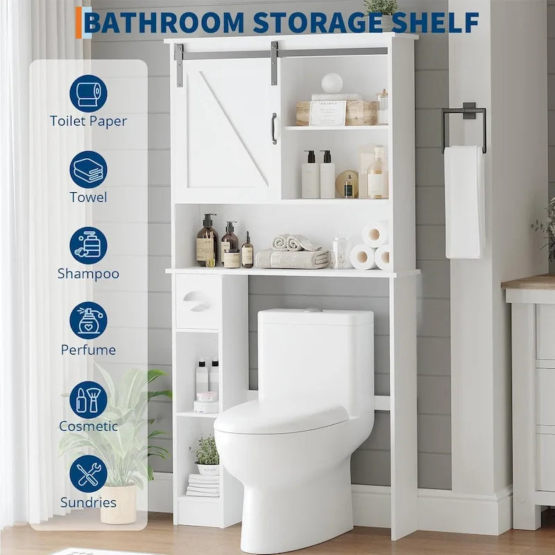 Armoire de rangement double porte pour salle de bain à placer au-dessus des toilettes