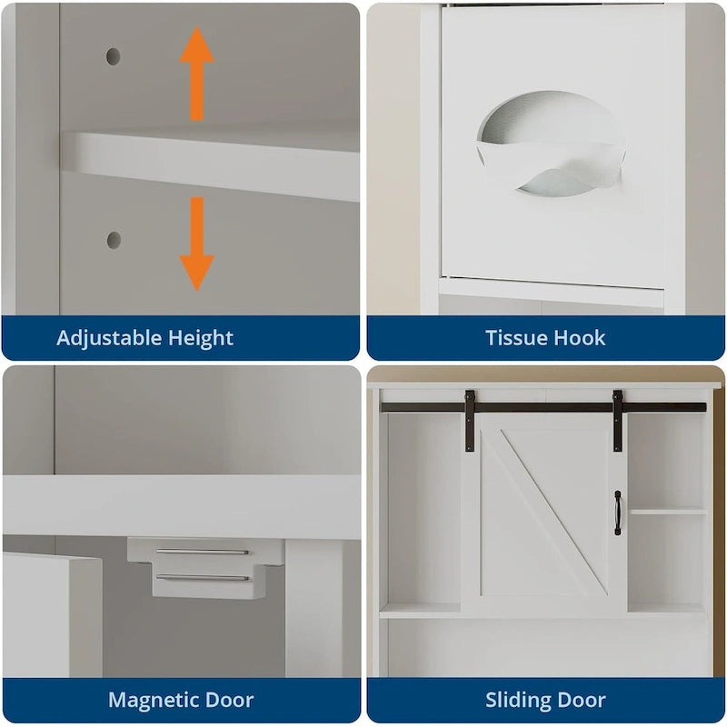 Armoire de rangement double porte pour salle de bain à placer au-dessus des toilettes