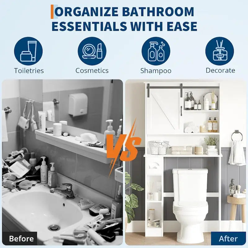 Armoire de rangement double porte pour salle de bain à placer au-dessus des toilettes