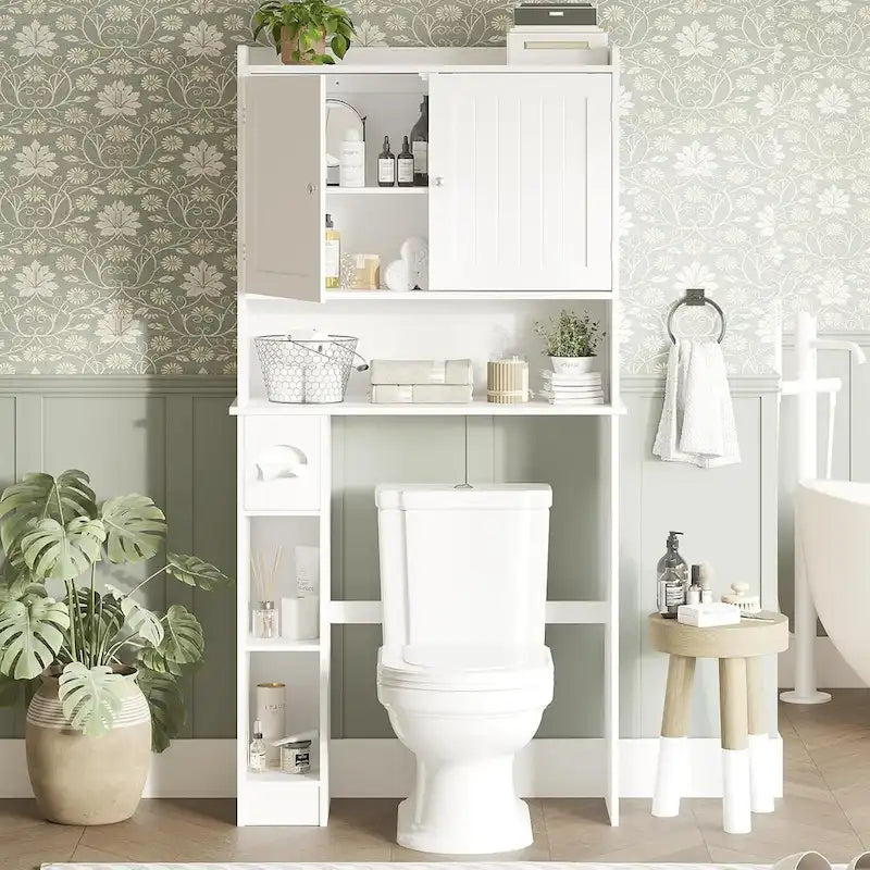 Armoire de rangement double porte pour salle de bain à placer au-dessus des toilettes