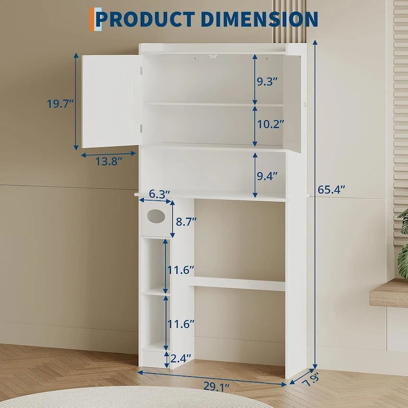 Armoire de rangement double porte pour salle de bain à placer au-dessus des toilettes