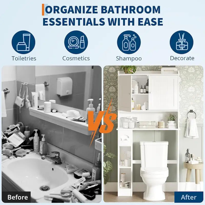 Armoire de rangement double porte pour salle de bain à placer au-dessus des toilettes