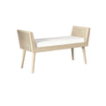 Banc rembourré de style Mid-Century avec accoudoirs relevés en rotin