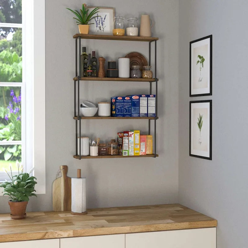 Wallniture Porto 24x4.5 Living Room Shelf, Kitchen Shelf Decor, Walnut