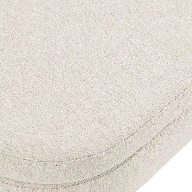 Banc de rangement Pouf en tissu de lin moderne avec pieds en bois massif Banc de rangement ovale pour entrée, salon, chambre à coucher