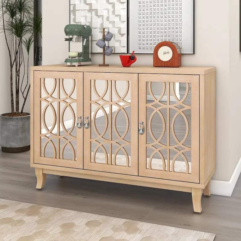 Meuble buffet 3 portes avec miroirEnfilade de salle à manger avec portes vitrées