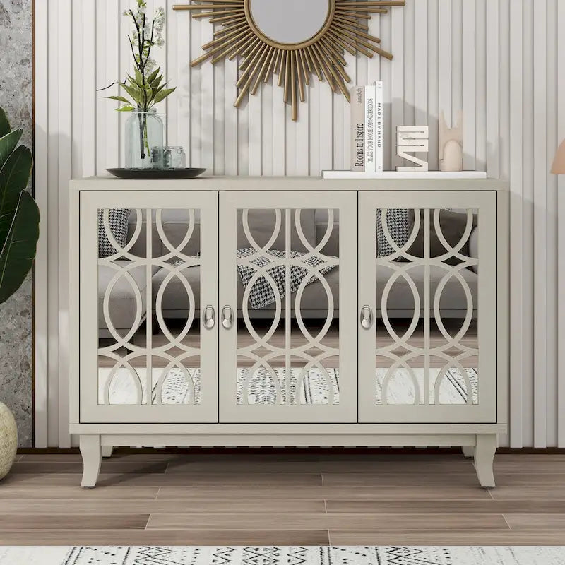 Meuble buffet 3 portes avec miroirEnfilade de salle à manger avec portes vitrées