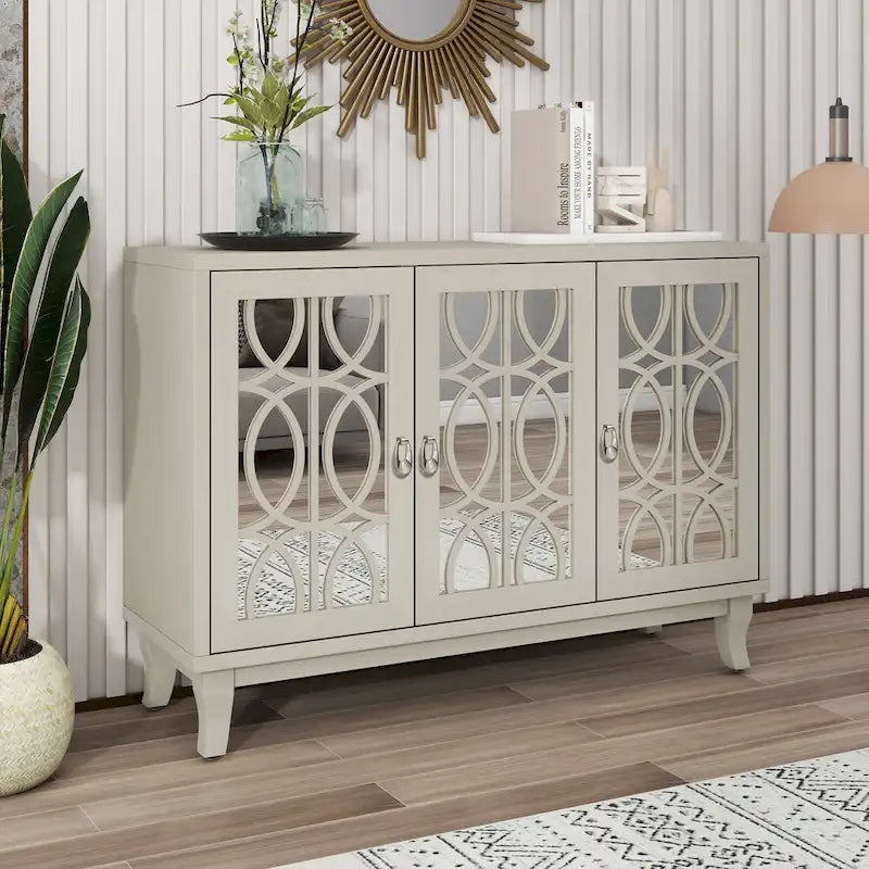 Meuble buffet 3 portes avec miroirEnfilade de salle à manger avec portes vitrées