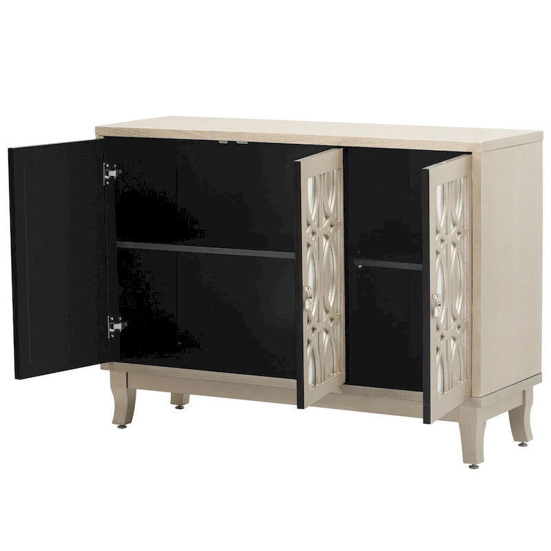 Meuble buffet 3 portes avec miroirEnfilade de salle à manger avec portes vitrées