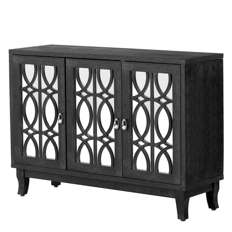 Meuble buffet 3 portes avec miroirEnfilade de salle à manger avec portes vitrées