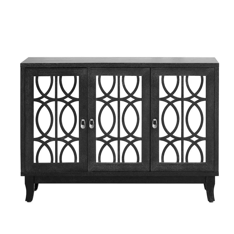 Meuble buffet 3 portes avec miroirEnfilade de salle à manger avec portes vitrées
