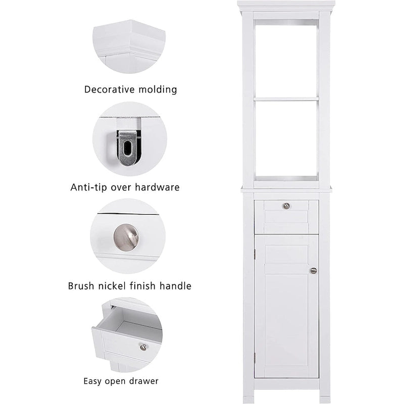 Meuble de rangement autoportant pour salle de bain avec deux étagères ouvertes