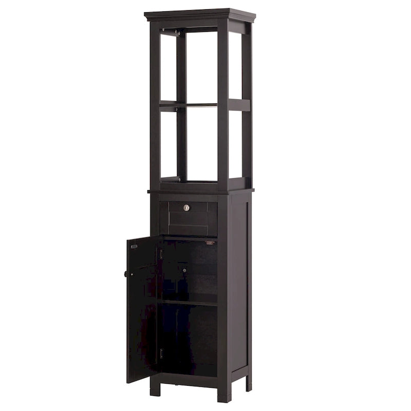Meuble de rangement autoportant pour salle de bain avec deux étagères ouvertes