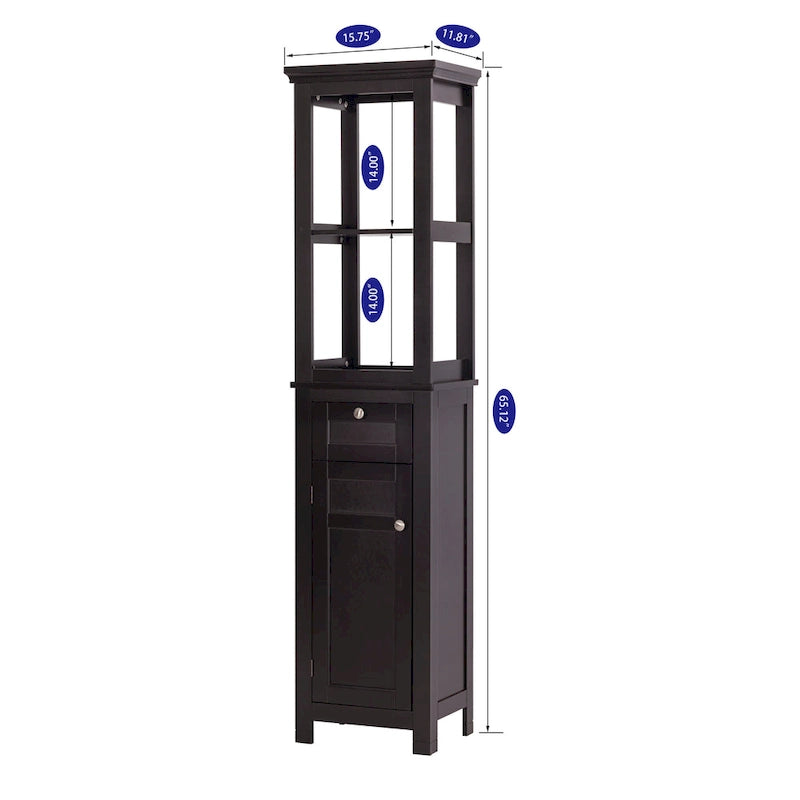 Meuble de rangement autoportant pour salle de bain avec deux étagères ouvertes