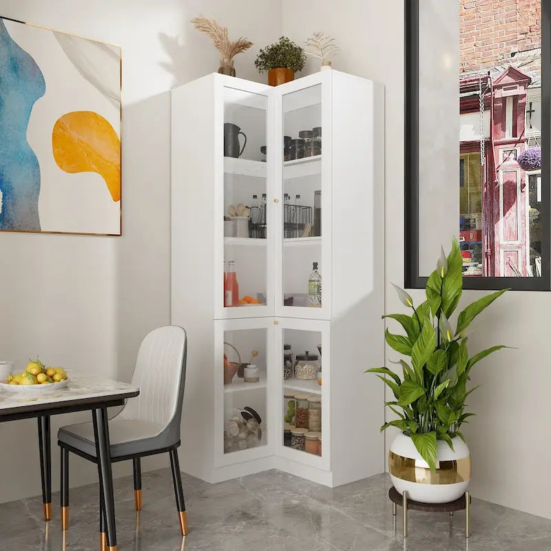 78.7H White Corner Bathroom Cabinet - Stylish Storage for Any Room