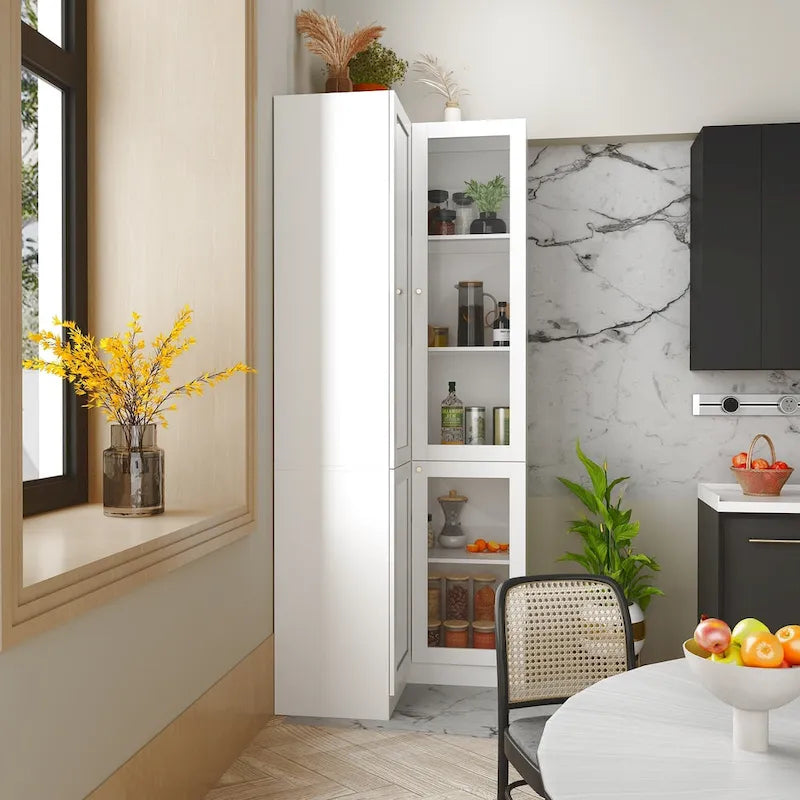 Meuble de salle de bain d'angle blanc - Rangement élégant pour n'importe quelle pièce