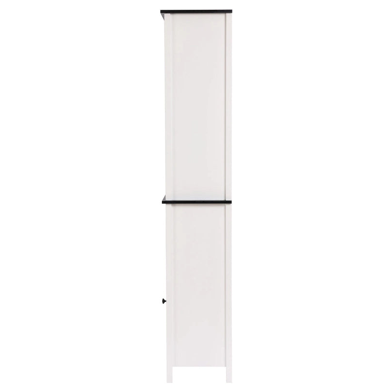 Meuble tour de rangement de salle de bain en bois blanc et noir avec armoire à linge