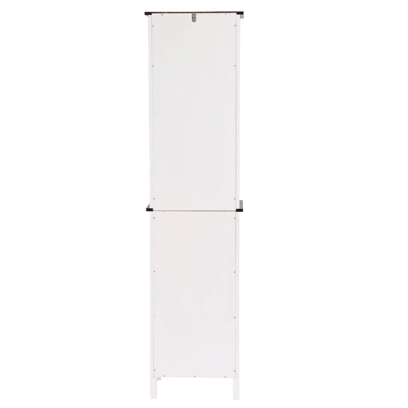 Meuble tour de rangement de salle de bain en bois blanc et noir avec armoire à linge