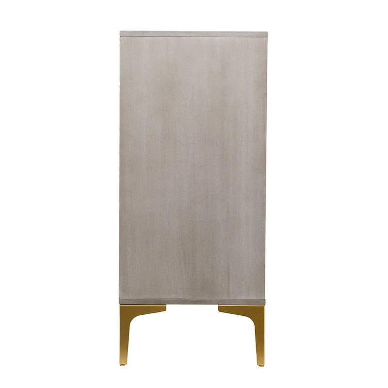 Armoire en bois gris avec pieds/poignées dorés